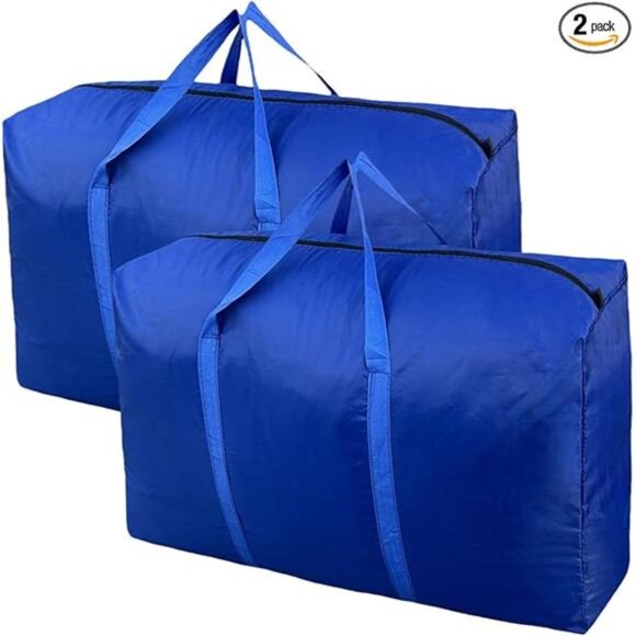 100L Extra Large Storage Bags Moving Bags with Zippers Handles Storage Totes Blu - Picture 7 of 7